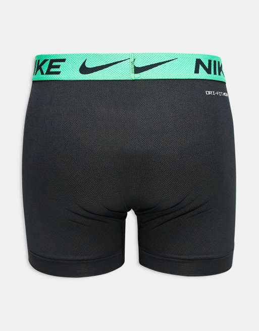 Nike Elite Breathe 3 pack boxer brief in black with coloured waistband in green / orange / blue, 3 of 3