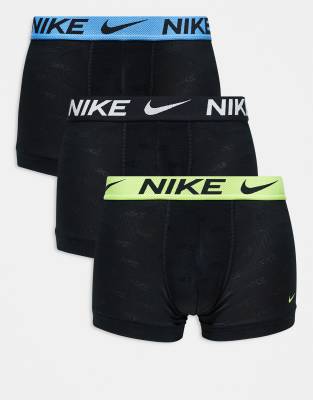 Nike Nike Elite Breathe 3 pack trunks in black with repeat logo print