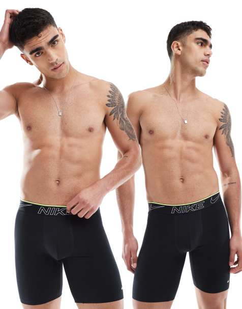 Nike Elite Cotton Stretch 2 pack long boxer brief in black - view 1