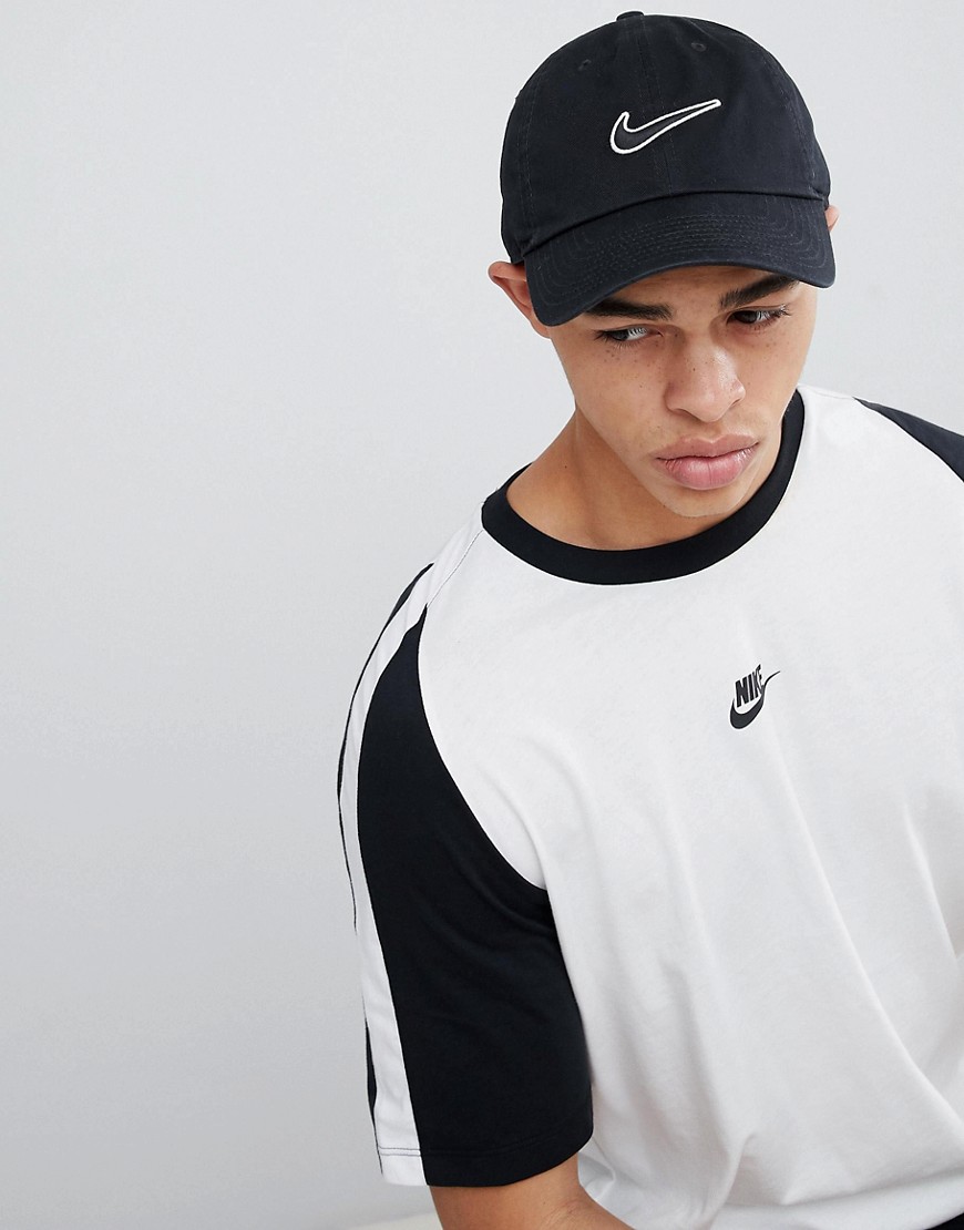 Nike Embroidered Swoosh Cap In Black