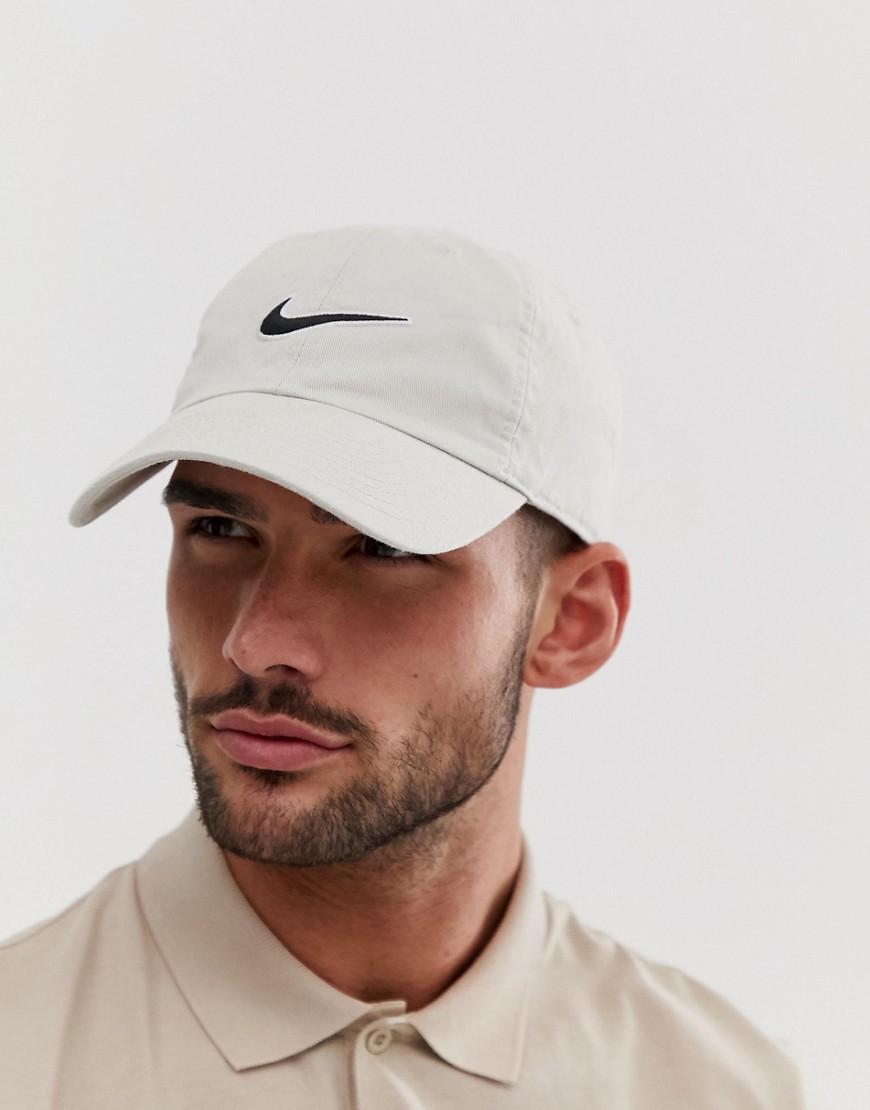 Nike embroidered swoosh cap in stone-Neutral