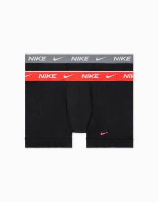 Essential - 2er-Pack Unterhosen aus Baumwolle in Schwarz mit Bund in Rot/Grau Schwarz 46