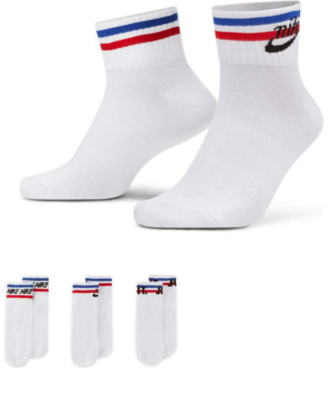 Nike Essential 3-pack ankle socks in white