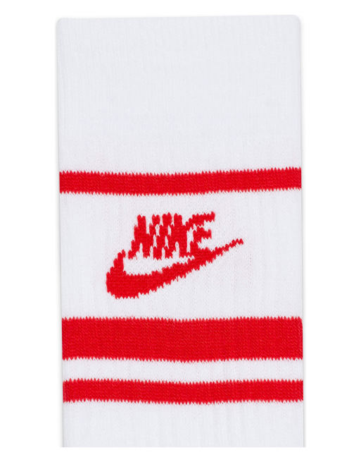 Nike Essential 3 pack socks in white red ASOS