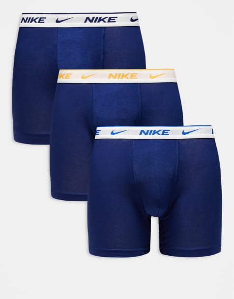 Nike – Essential – 3er-Pack Boxershorts aus Baumwolle in Blau mit Bund in Orange/Blau - view 1