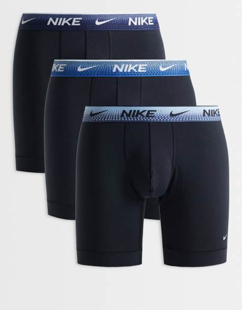 Nike – Essential – 3er-Pack eng geschnittene Boxershorts aus Baumwolle in Blau mit Bund in Blau/Lila - view 1