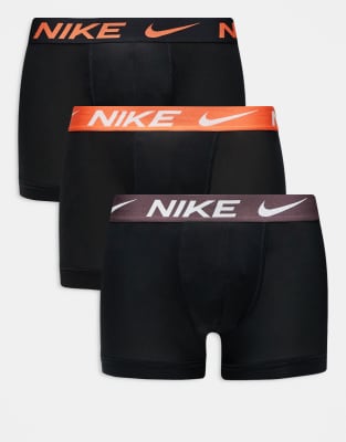 Essential - 3er-Pack Mikrofaser-Unterhosen in Schwarz mit Bund in Orange/Braun/Schwarz Schwarz 48