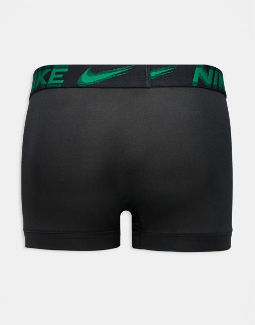 Nike – Essential – 3er-Pack Mikrofaser-Unterhosen in Schwarz mit Logo am Bund in Gelb/Grün/Blau, 2 von 3