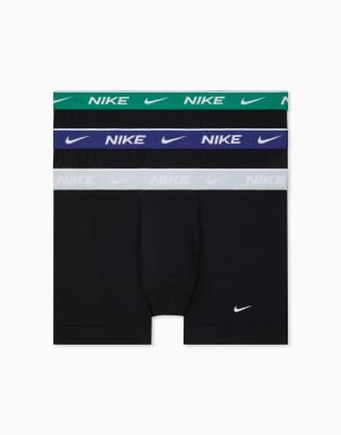 Essential - 3er-Pack Unterhosen aus Baumwolle in Schwarz mit Bund in Grau/Lila/Grün Schwarz 48