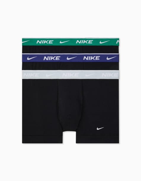 Nike – Essential – 3er-Pack Unterhosen aus Baumwolle in Schwarz mit Bund in Grau/Lila/Grün - view 1