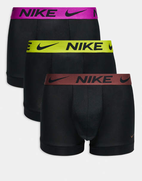 Nike – Essential – 3er-Pack Unterhosen aus Mikrofaser in Schwarz mit Bund in Pink/Braun/Gelb - view 1