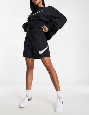 Nike Essential big logo woven shorts in black