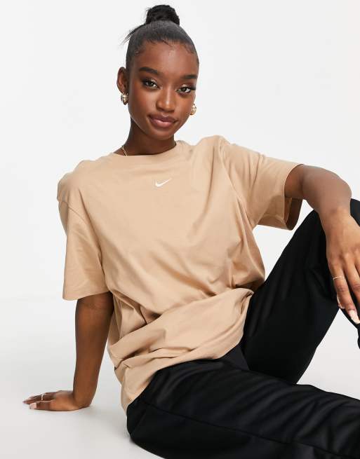 Nike Essential boyfriend t shirt in beige