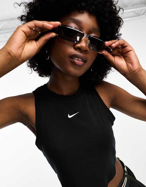 Nike - Essential - Canotta corta nera a coste, 2 di 4