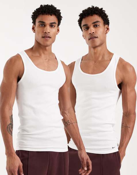 Nike - Essential - Confezione da 2 canotte bianche a coste in cotone - view 1