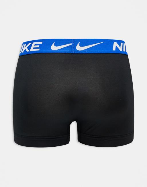 Nike - Essential - Confezione da 3 boxer aderenti in microfibra con elastico colorato in vita blu pastello, nero e blu, 3 di 3