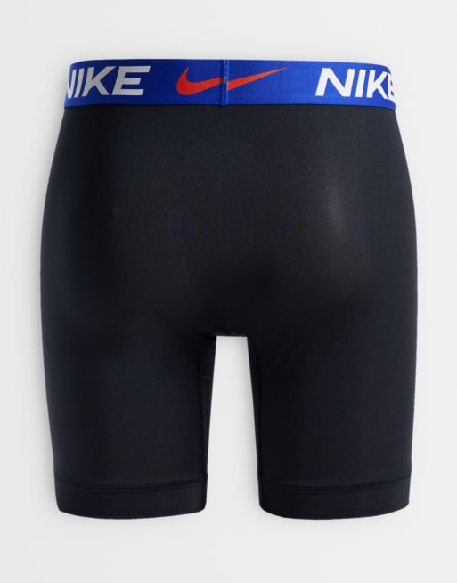 Nike - Essential - Confezione da 3 boxer lunghi neri con elastico in vita marrone/arancione/verde, 3 di 3