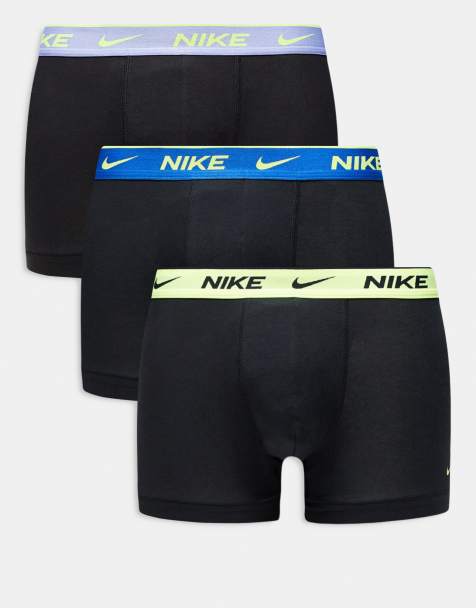 Nike - Essential - Confezione da 3 paia di boxer aderenti in cotone neri con fascia in vita color lavanda/blu/verde - view 1