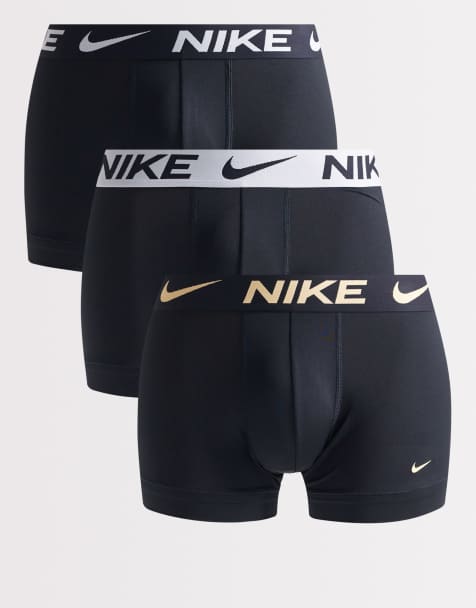 Nike - Essential - Confezione da 3 paia di boxer aderenti in microfibra neri con vita elasticizzata nera/grigia - view 1