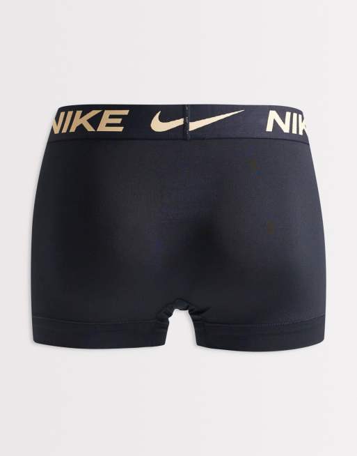 Nike - Essential - Confezione da 3 paia di boxer aderenti in microfibra neri con vita elasticizzata nera/grigia, 2 di 3