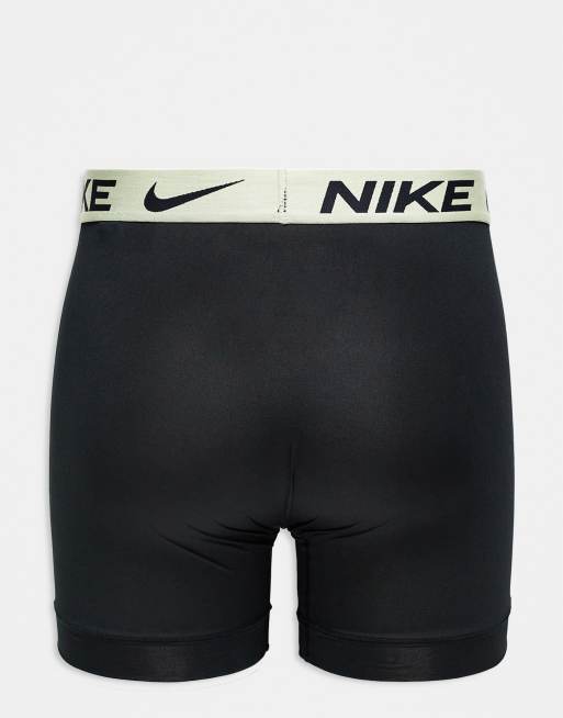 Nike - Essential - Confezione da 3 paia di boxer neri in microfibra con vita elasticizzata colorata rosa, oliva e bianca, 3 di 3