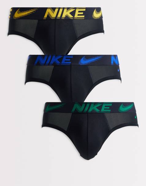 Nike - Essential - Confezione da 3 slip in microfibra neri con fascia in vita con logo colorato - view 1