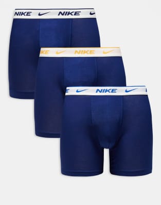 Nike Essential Cotton 3 Pack Boxer Briefs In Blue