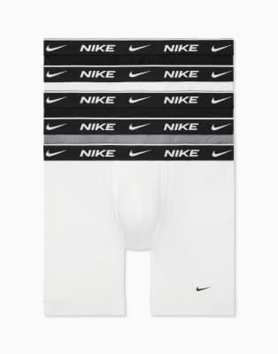 Nike Essential Cotton 5 Pack Boxer Briefs In Black