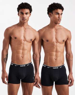 Nike Essential Cotton Stretch 2 pack boxer briefs in black