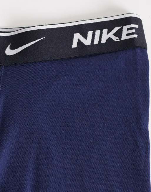 Nike Essential Cotton Stretch 3 pack boxer briefs in black/navy/blue waistbands, 3 of 3
