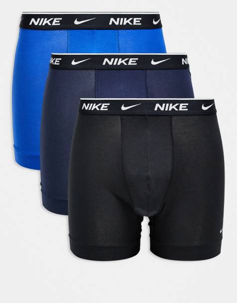 Nike Essential Cotton Stretch 3 pack boxer briefs in black/navy/blue - view 1