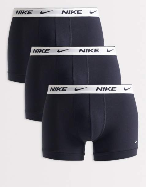 Nike Essential Cotton Stretch 3 pack boxer briefs in black with white waistbands - view 1