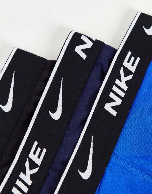 Nike essential Cotton stretch 3 pack briefs in black/navy/blue waistbands, 3 of 4