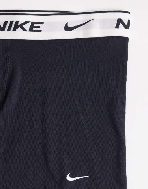Nike - Essential Cotton Stretch - Set van 3 boxershorts in zwart met witte taillebanden, 3 van 3