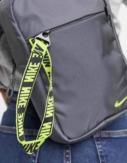 Nike gray × neon green sling bag Nike Sportswear Essentials Sling Bag Unisex Lifestyle Crossbody