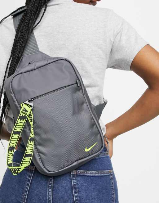 Nike gray × neon green sling bag Nike Sportswear Essentials Sling Bag Unisex Lifestyle Crossbody