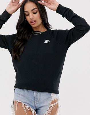 Nike Essential fleece crew neck sweatshirt in black | ASOS