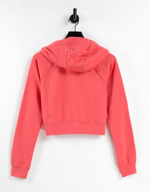 Nike essential fleece cropped hoodie in coral pink ASOS