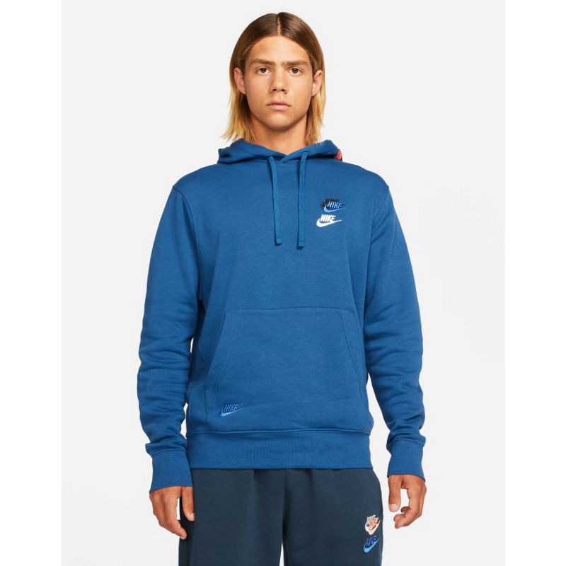 Felpe con e senza cappuccio Uomo Nike - Essential Fleece+ - Felpa con cappuccio blu con logo multi 