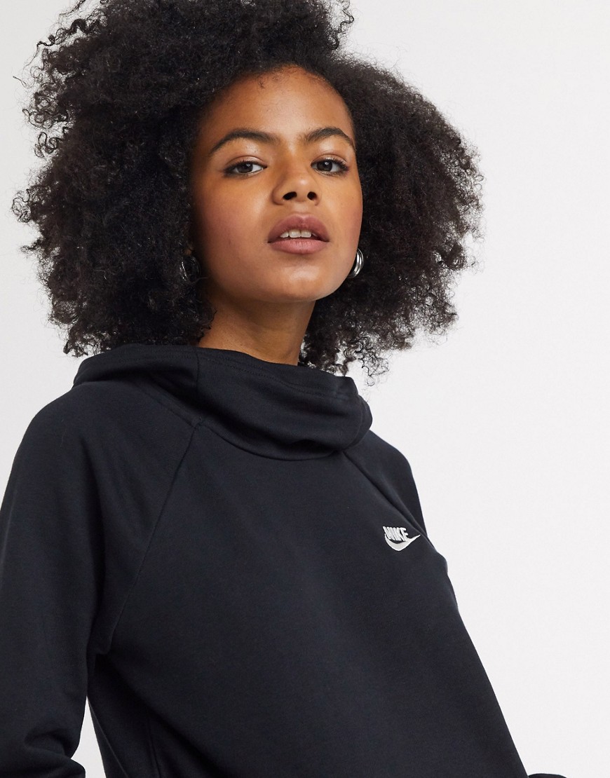 Nike Essential Fleece funnel neck hoodie in black