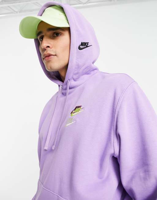Nike Essential - Fleece+ - Lyslilla hættetrøje med flere logoer