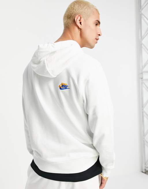 Nike Essential Fleece+ Multi Logo Hoodie In White pour hommes