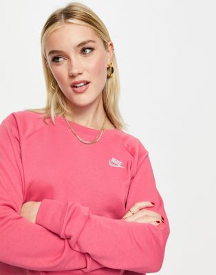 Nike essential fleece sweatshirt in archaeo pink | ASOS