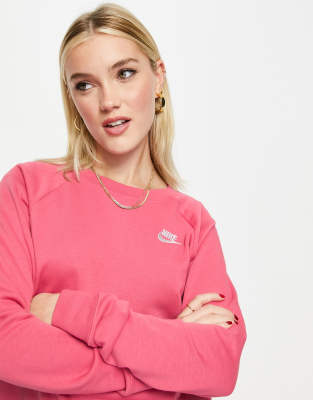 Nike essential fleece sweatshirt in archaeo pink | ASOS