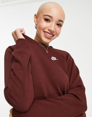 Nike essential fleece sweatshirt in burgundy - ASOS Price Checker