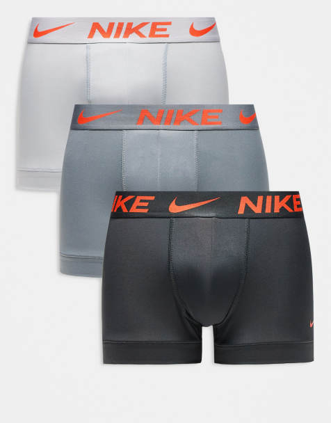 Nike – Essential – Grå trunks i mikrofiber med orange logga på midjebandet, 3-pack - view 1