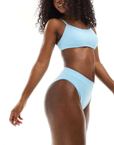 Nike Essential high waist bikini bottoms in aquarius blue - view 1