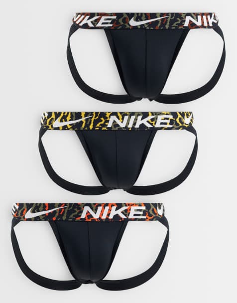 Nike Essential Jockstraps im 3er-Pack mit Bund mit Animal-Print in Schwarz - view 1
