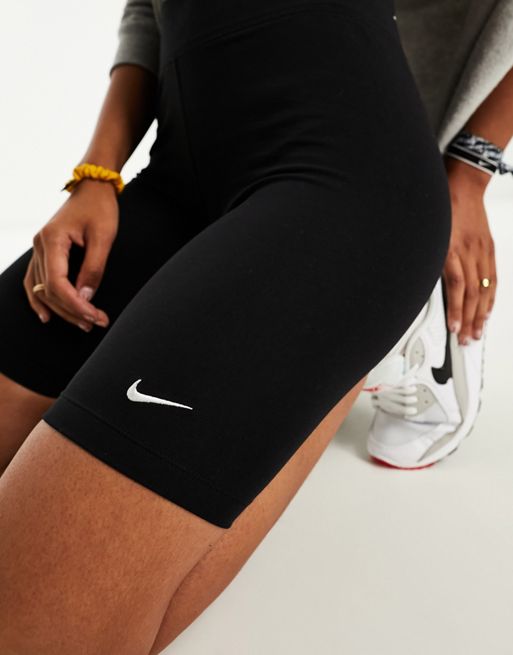 Nike legging shorts in black with mini swoosh, ASOS