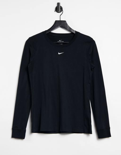 Nike essential long sleeve t-shirt in black - BLACK